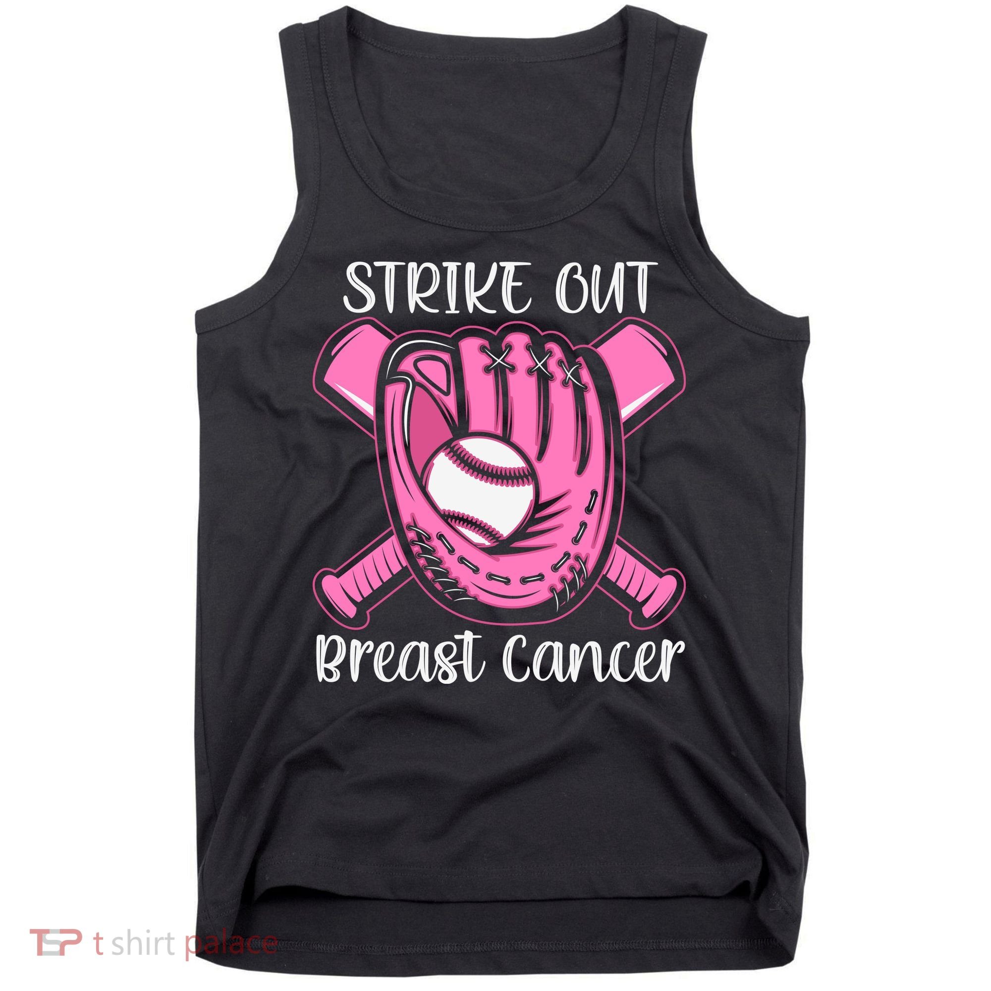 Strike Out Baseball Softball Pink Ribbon Breast Cancer Tank Top