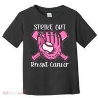 Strike Out Baseball Softball Pink Ribbon Breast Cancer Toddler T-Shirt thumb 0