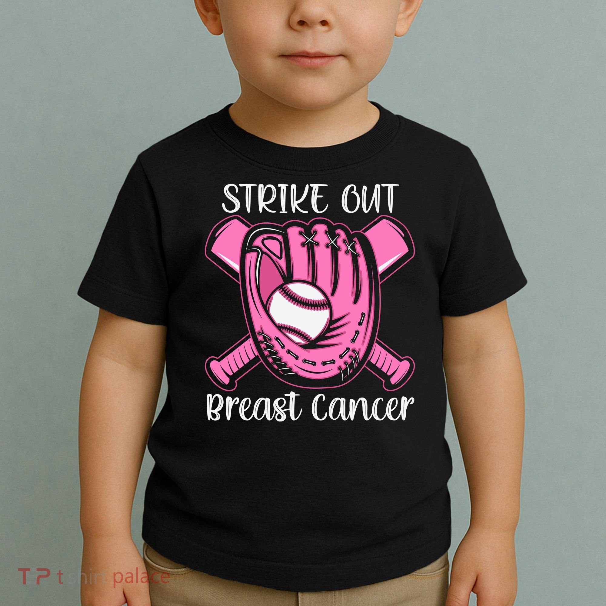 Strike Out Baseball Softball Pink Ribbon Breast Cancer Toddler T-Shirt