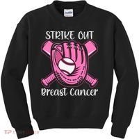 Strike Out Baseball Softball Pink Ribbon Breast Cancer Kids Sweatshirt thumb 0