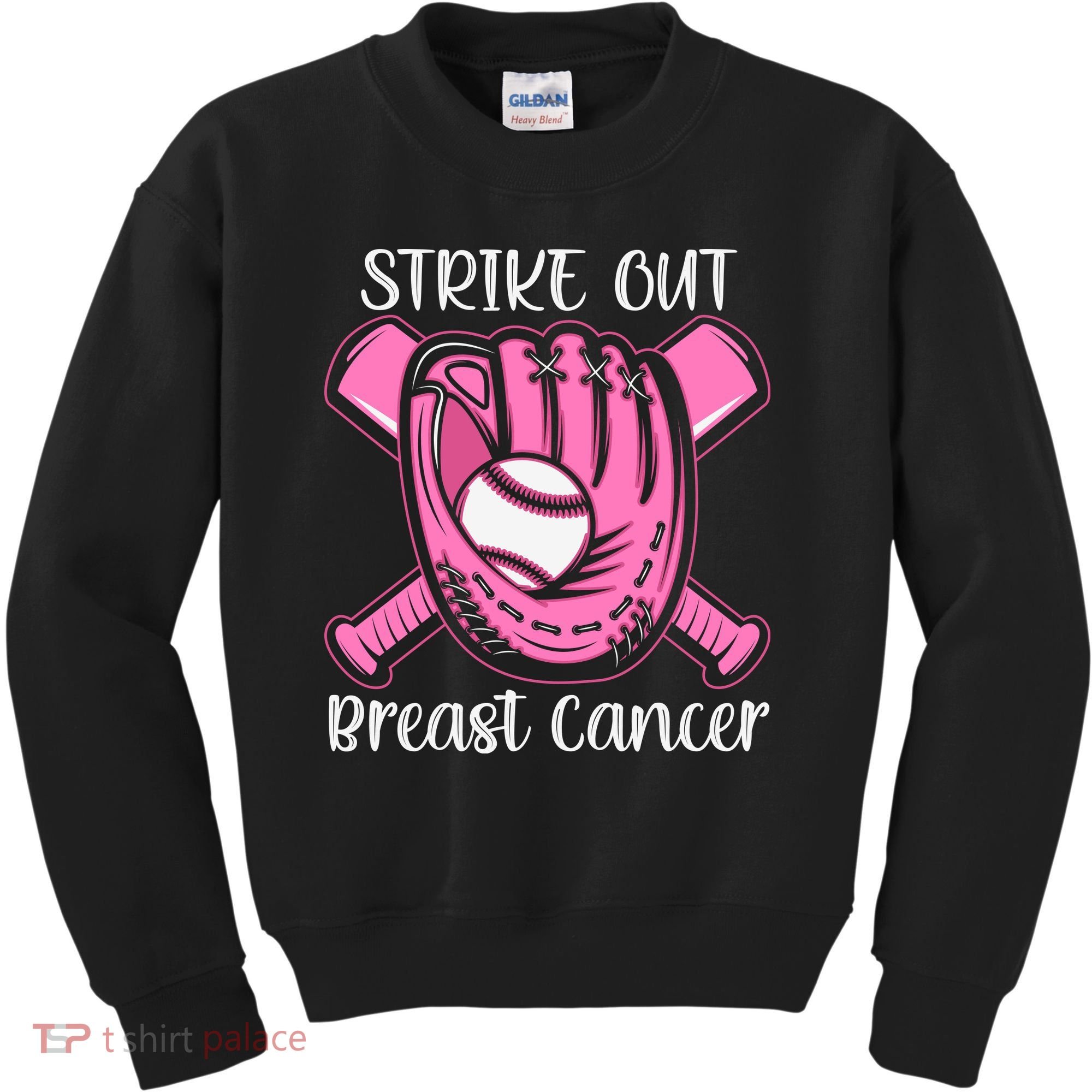 Strike Out Baseball Softball Pink Ribbon Breast Cancer Kids Sweatshirt