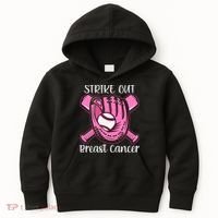 Strike Out Baseball Softball Pink Ribbon Breast Cancer Kids Hoodie thumb 0