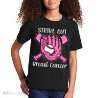 Strike Out Baseball Softball Pink Ribbon Breast Cancer Kids T-Shirt thumb 2