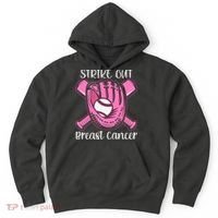 Strike Out Baseball Softball Pink Ribbon Breast Cancer Hoodie thumb 0