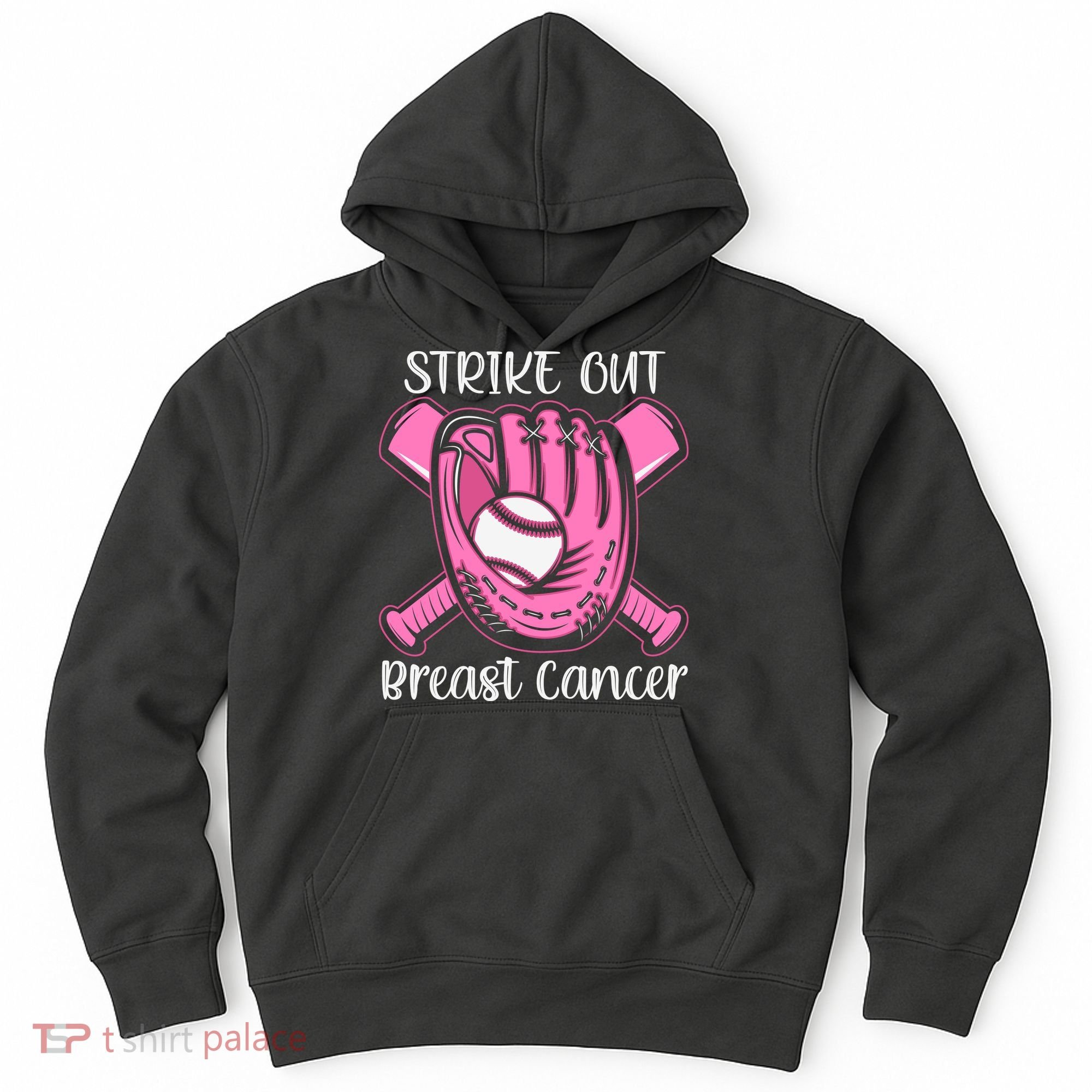 Strike Out Baseball Softball Pink Ribbon Breast Cancer Hoodie