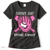 Strike Out Baseball Softball Pink Ribbon Breast Cancer Women's T-Shirt thumb 0
