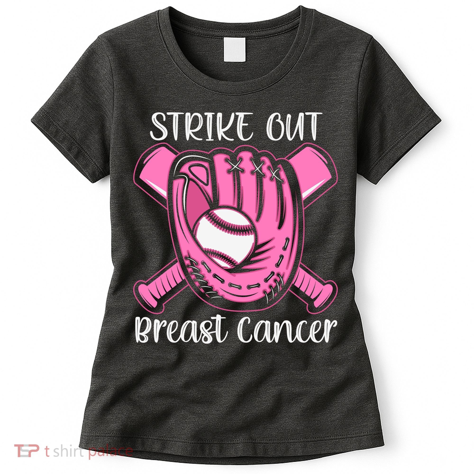 Strike Out Baseball Softball Pink Ribbon Breast Cancer Women's T-Shirt