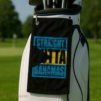 Straight Outta Bahamas Gift Funny Bahamas Day Idea Meaningful Gift Golf Towel thumb 2
