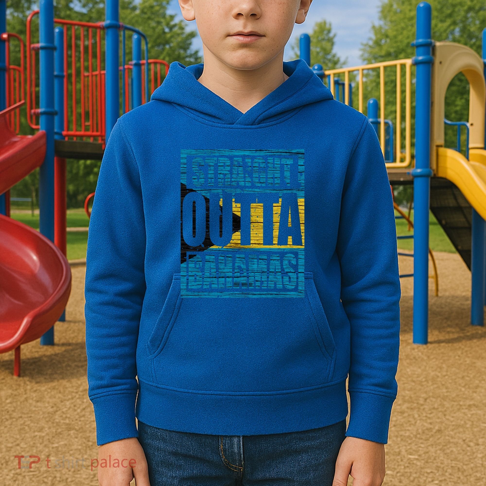 Straight Outta Bahamas Gift Funny Bahamas Day Idea Meaningful Gift Kids Hoodie