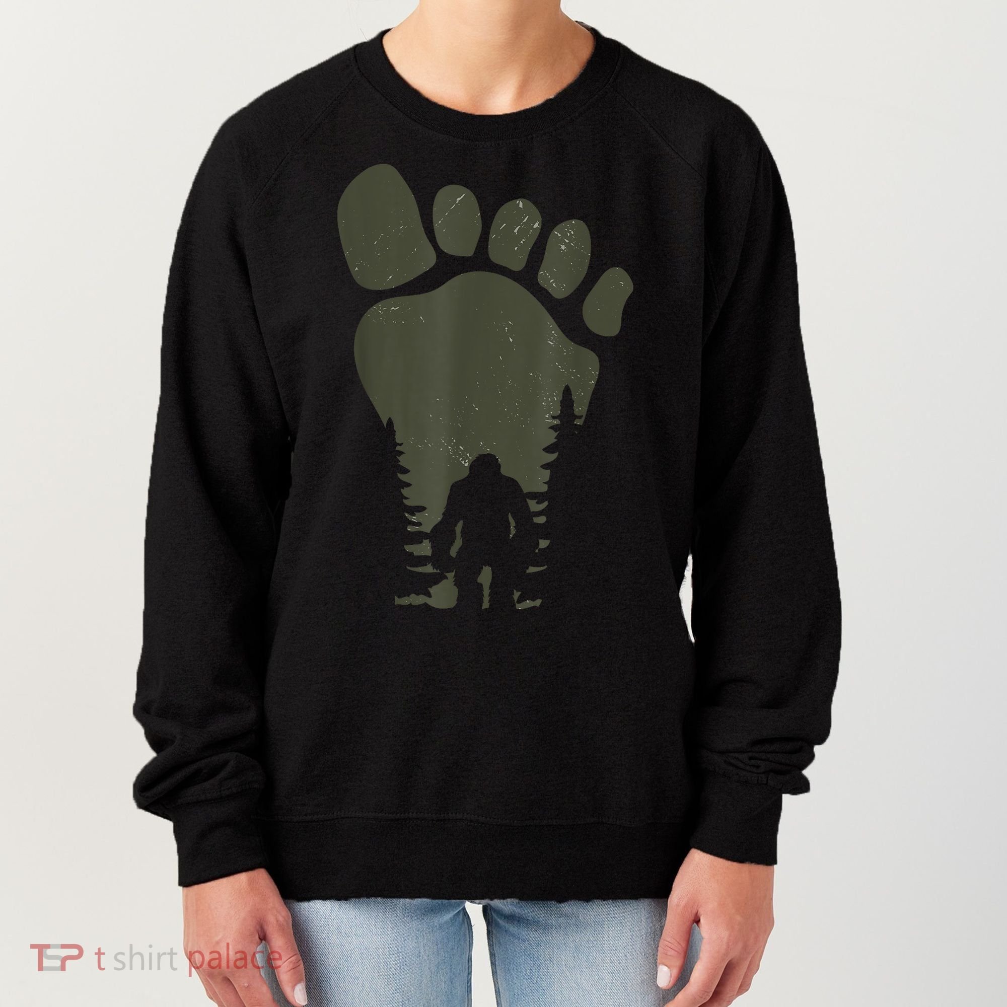Sasquatch Or Bigfoot In The Forest Footprint Women's Sweatshirt