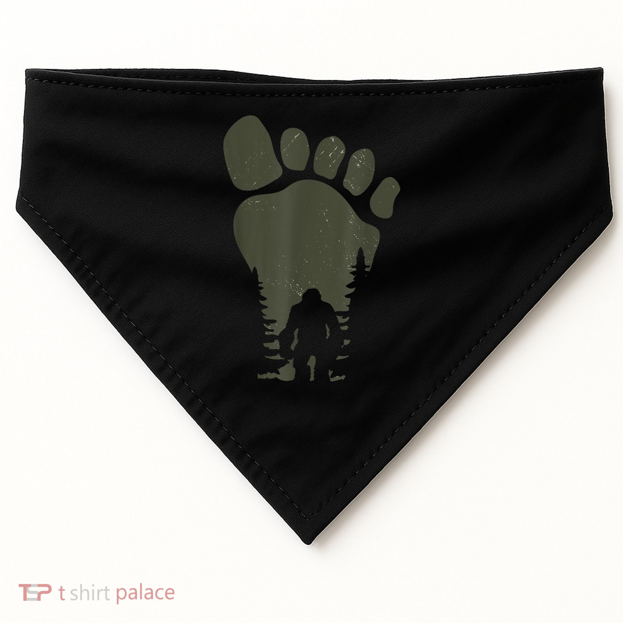 Sasquatch Or Bigfoot In The Forest Footprint USA-Made Doggie Bandana