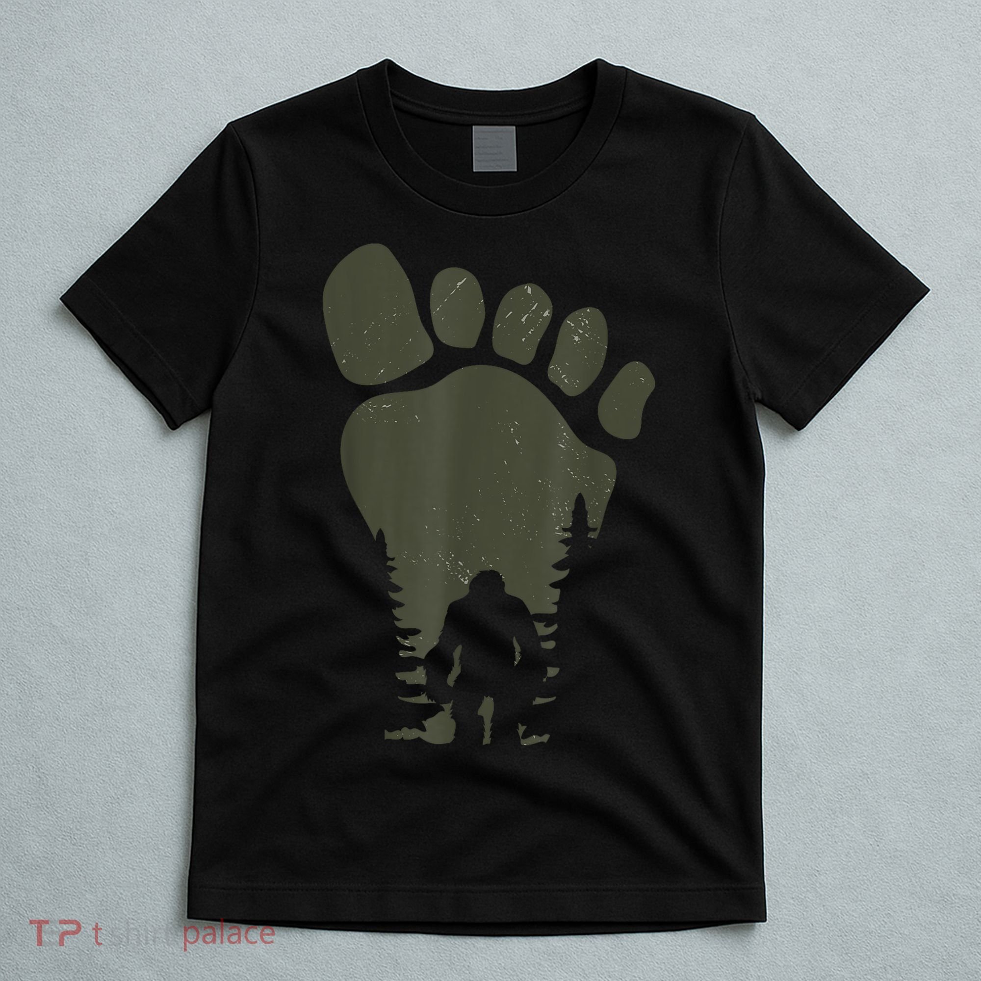 Sasquatch Or Bigfoot In The Forest Footprint T-Shirt