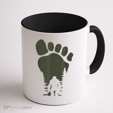 Sasquatch Or Bigfoot In The Forest Footprint Coffee Mug back