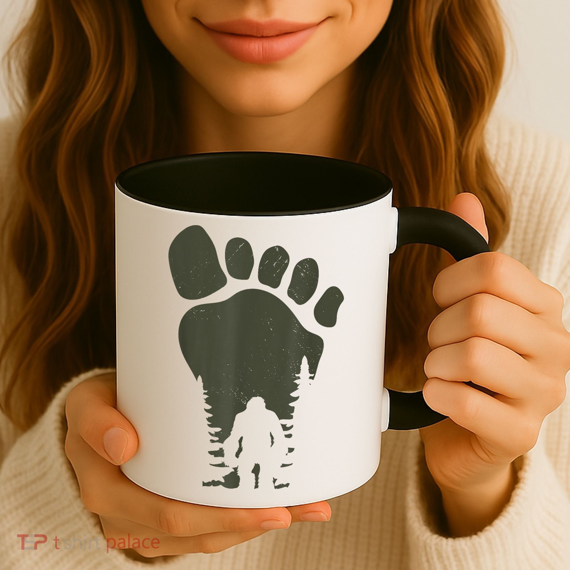 Sasquatch Or Bigfoot In The Forest Footprint Coffee Mug