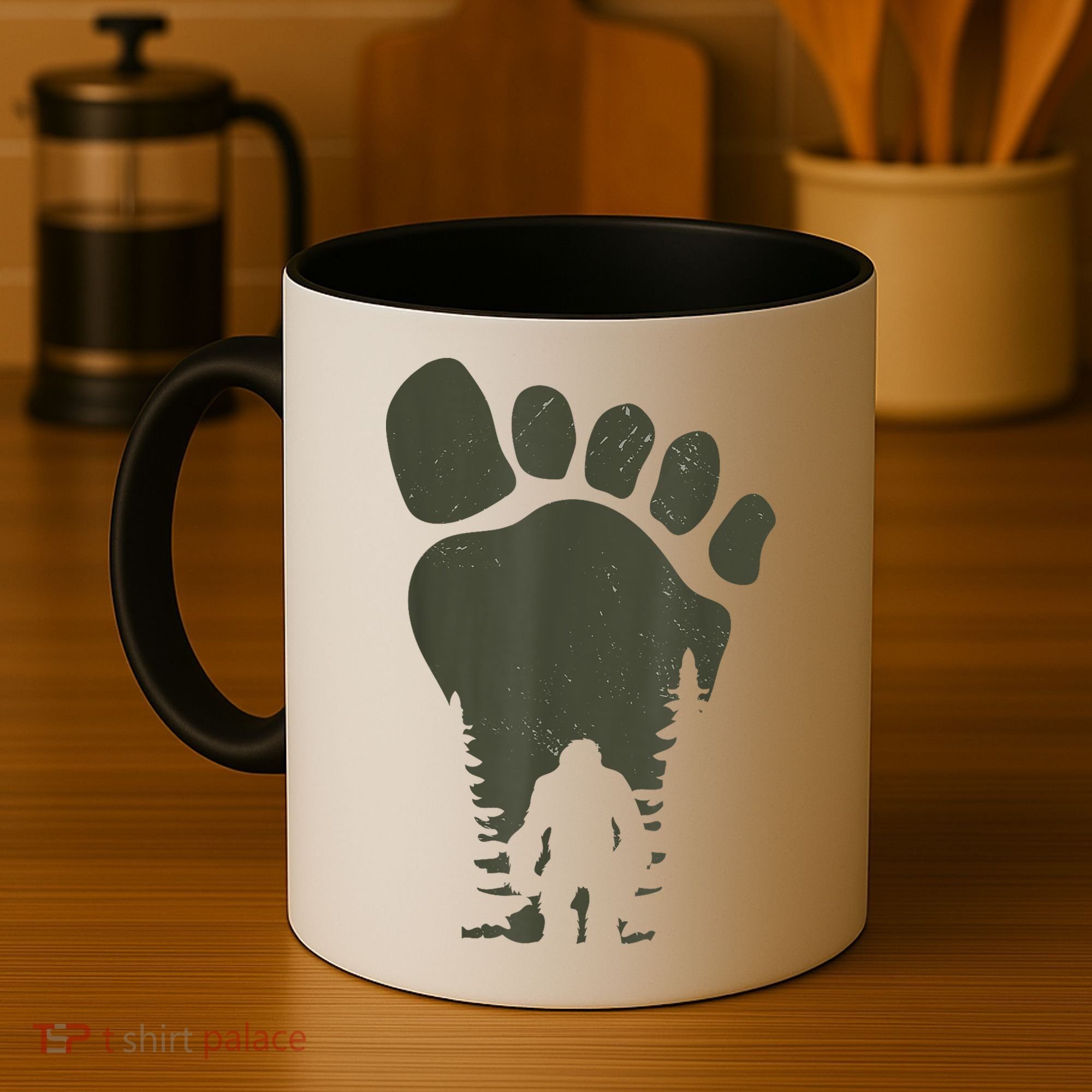 Sasquatch Or Bigfoot In The Forest Footprint Coffee Mug
