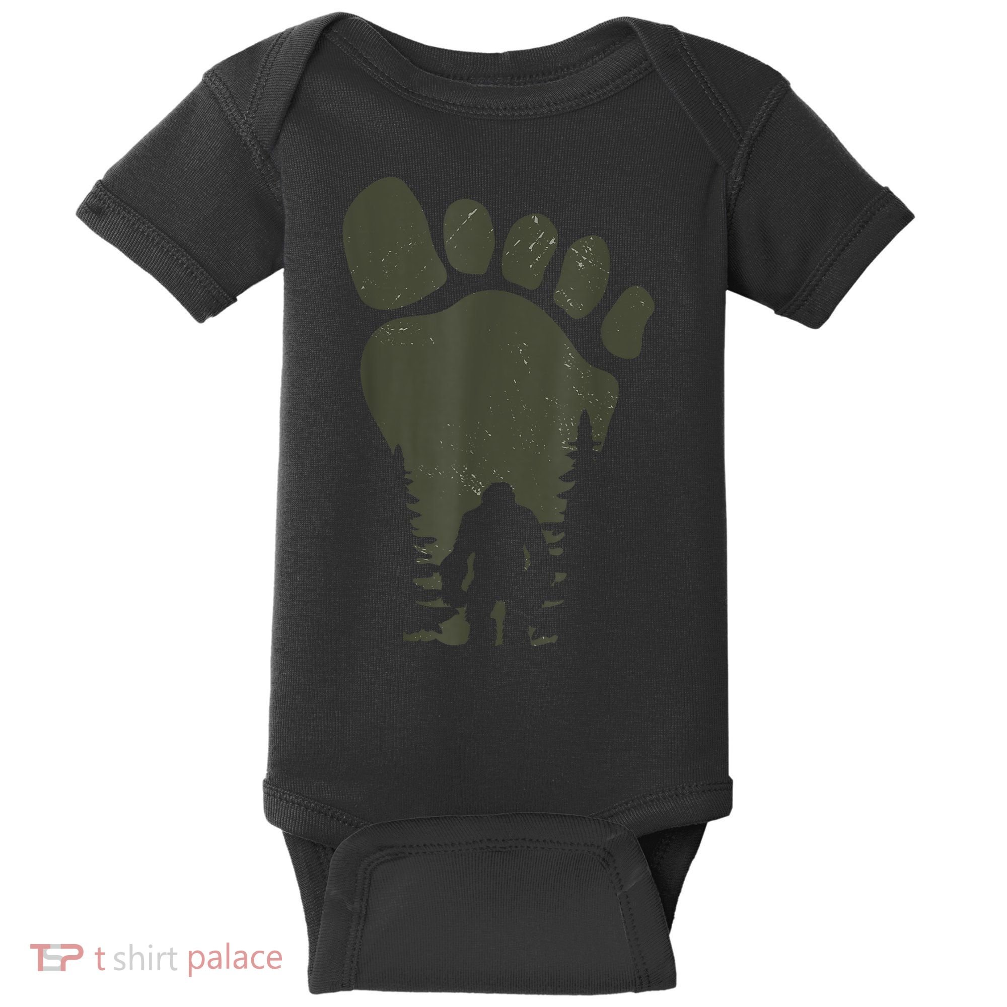 Sasquatch Or Bigfoot In The Forest Footprint Baby Bodysuit