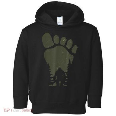 Sasquatch Or Bigfoot In The Forest Footprint Toddler Hoodie