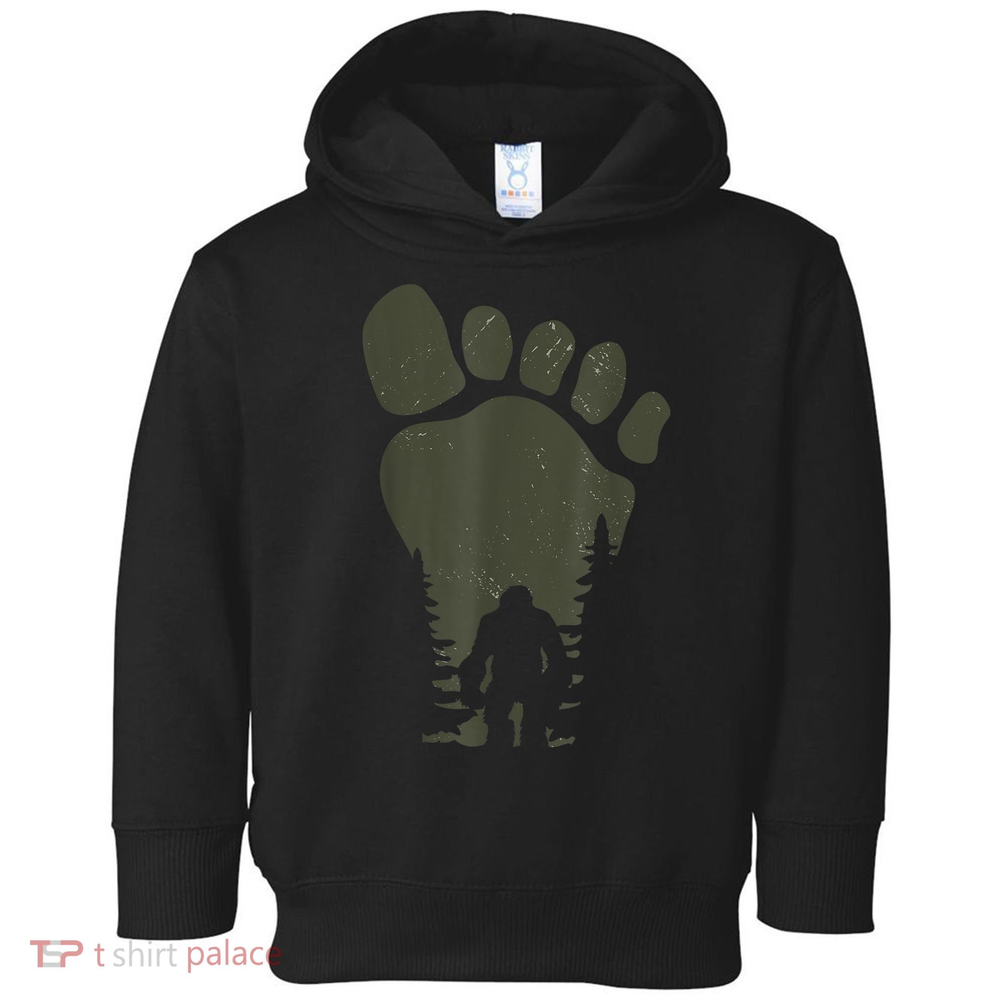 Sasquatch Or Bigfoot In The Forest Footprint Toddler Hoodie