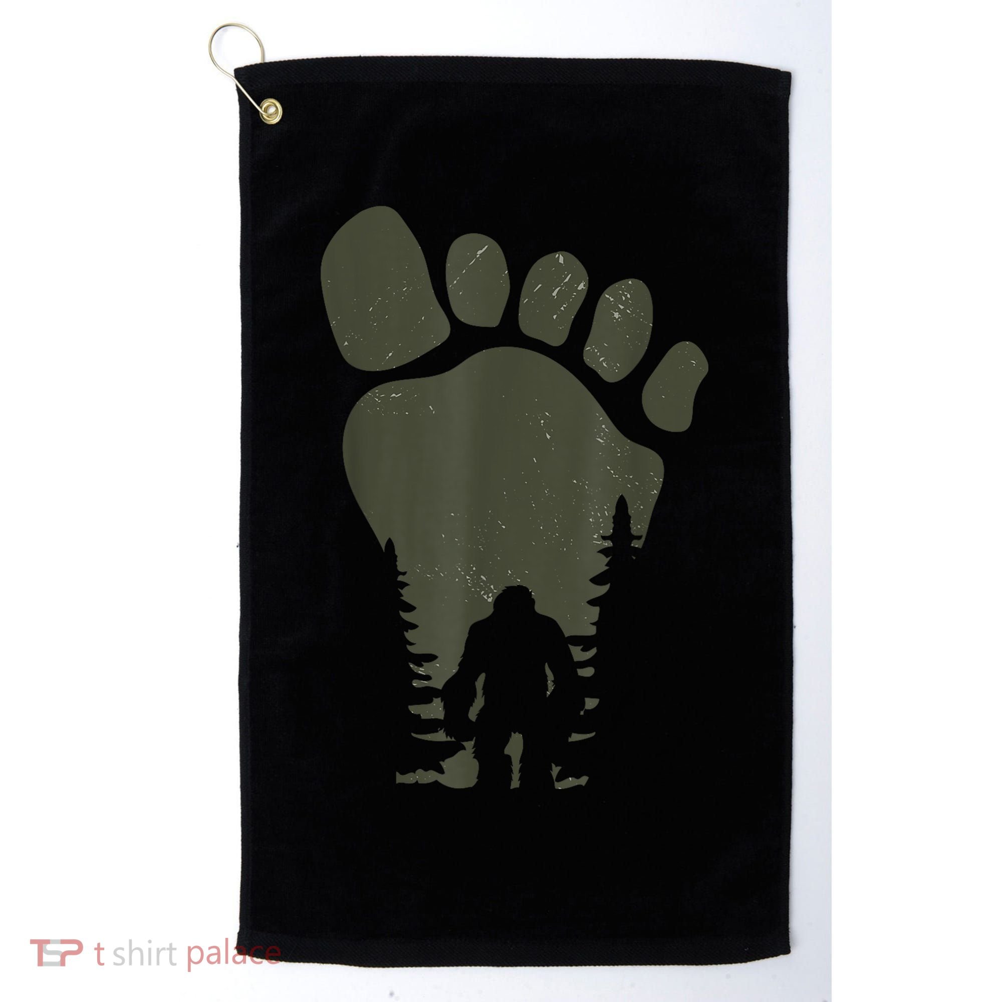 Sasquatch Or Bigfoot In The Forest Footprint Golf Towel