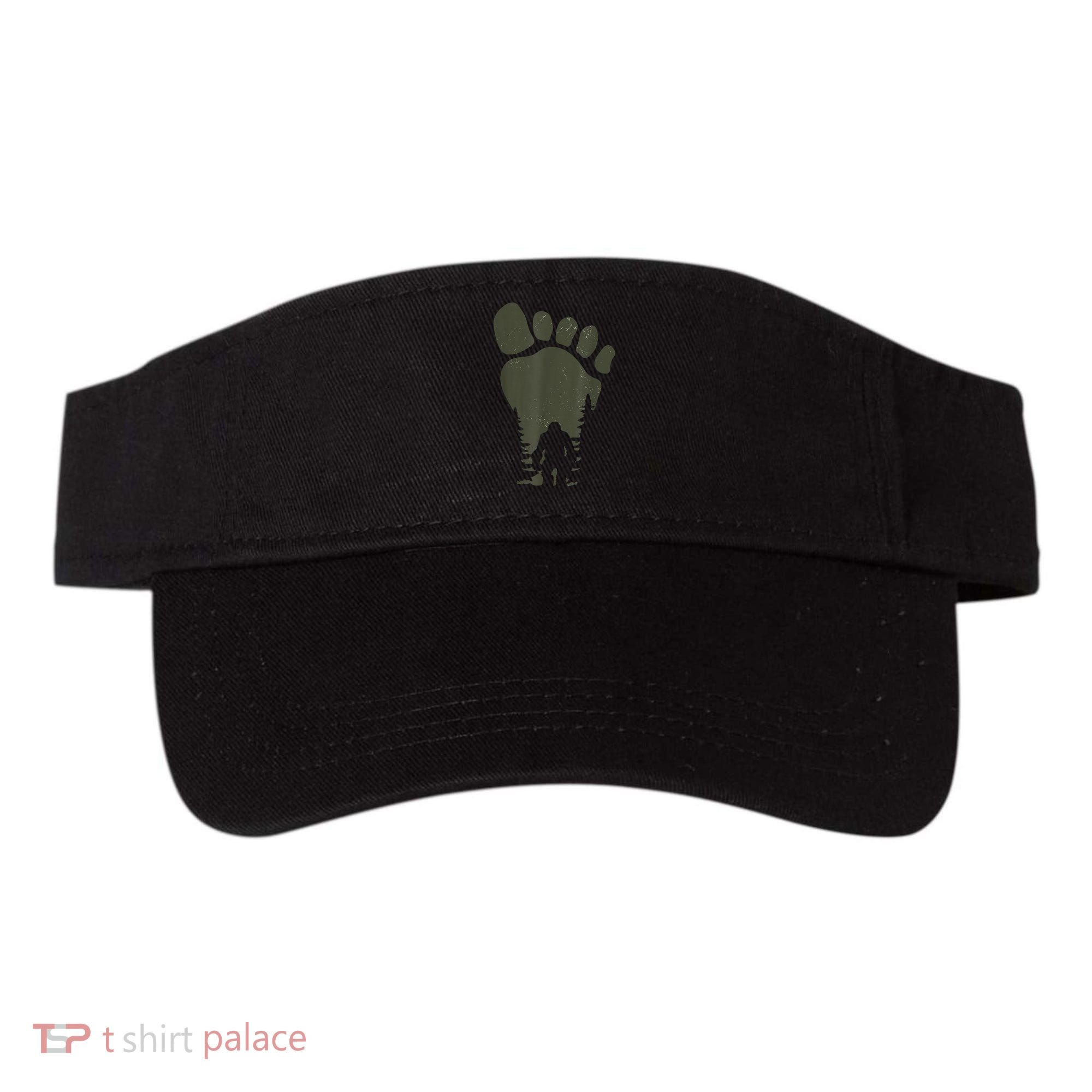 Sasquatch Or Bigfoot In The Forest Footprint Visor