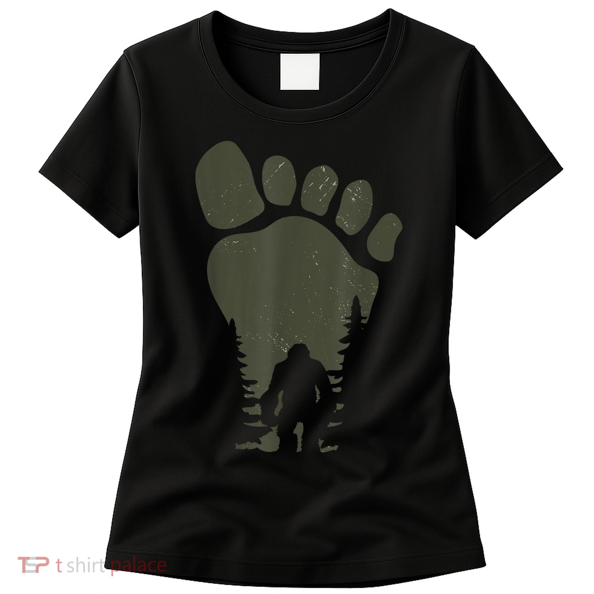 Sasquatch Or Bigfoot In The Forest Footprint Women's T-Shirt