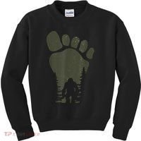 Sasquatch Or Bigfoot In The Forest Footprint Kids Sweatshirt thumb 0