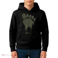 Sasquatch Or Bigfoot In The Forest Footprint Kids Hoodie thumb 4