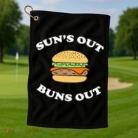 Suns Out Buns Out Bbq Hamburger Gift Golf Towel thumb 1