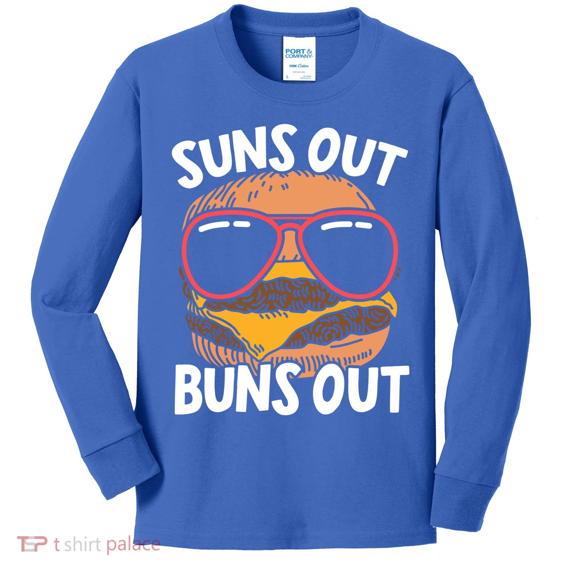 Suns Out Buns Out Burger Hamburger Foodie Buns Cheeseburger Cute Gift Kids Long Sleeve Shirt