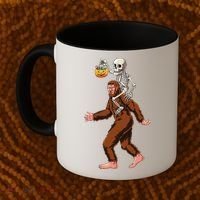 Skeleton On Bigfoot Funny Sasquatch Yeti Halloween Costume Coffee Mug thumb 2