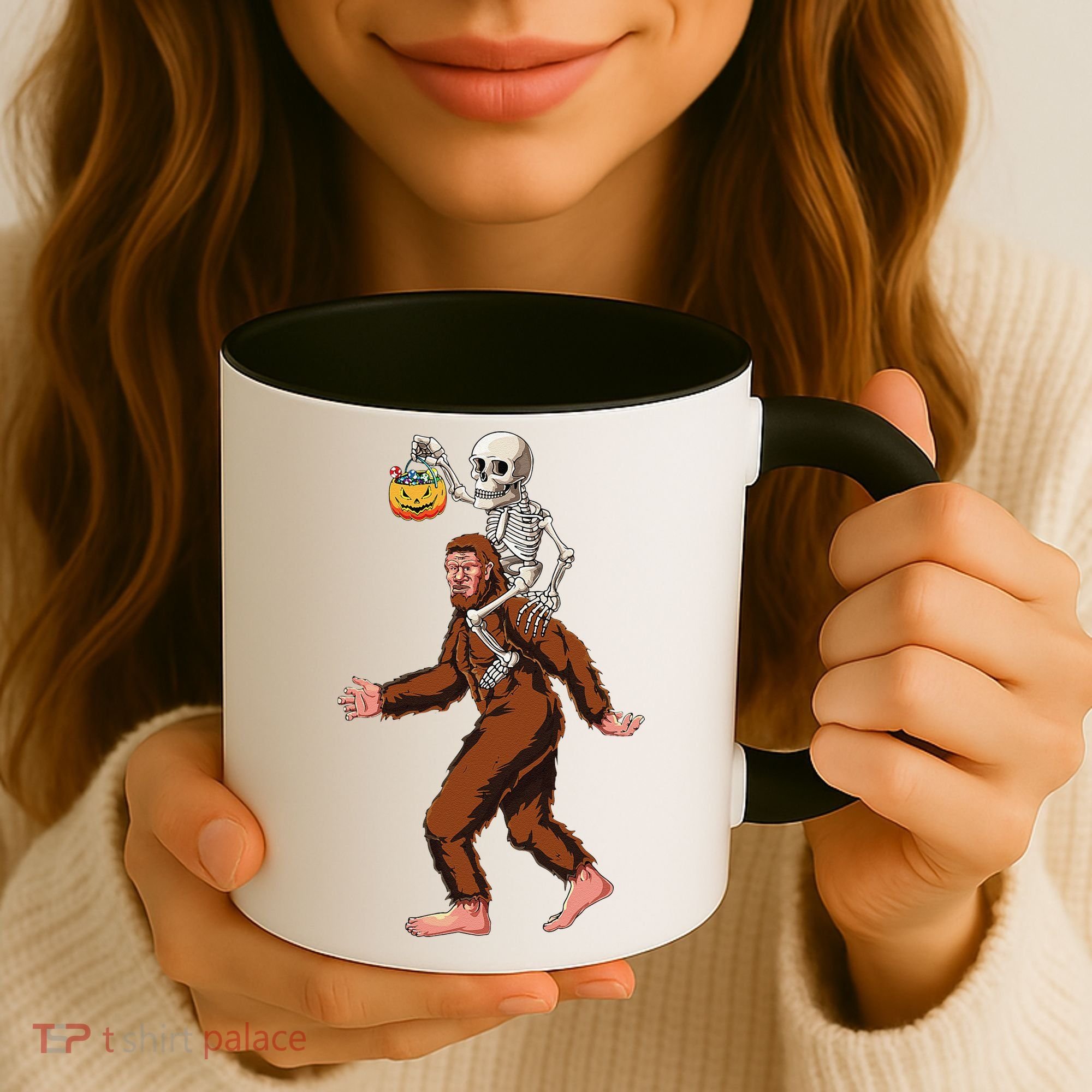 Skeleton On Bigfoot Funny Sasquatch Yeti Halloween Costume Coffee Mug