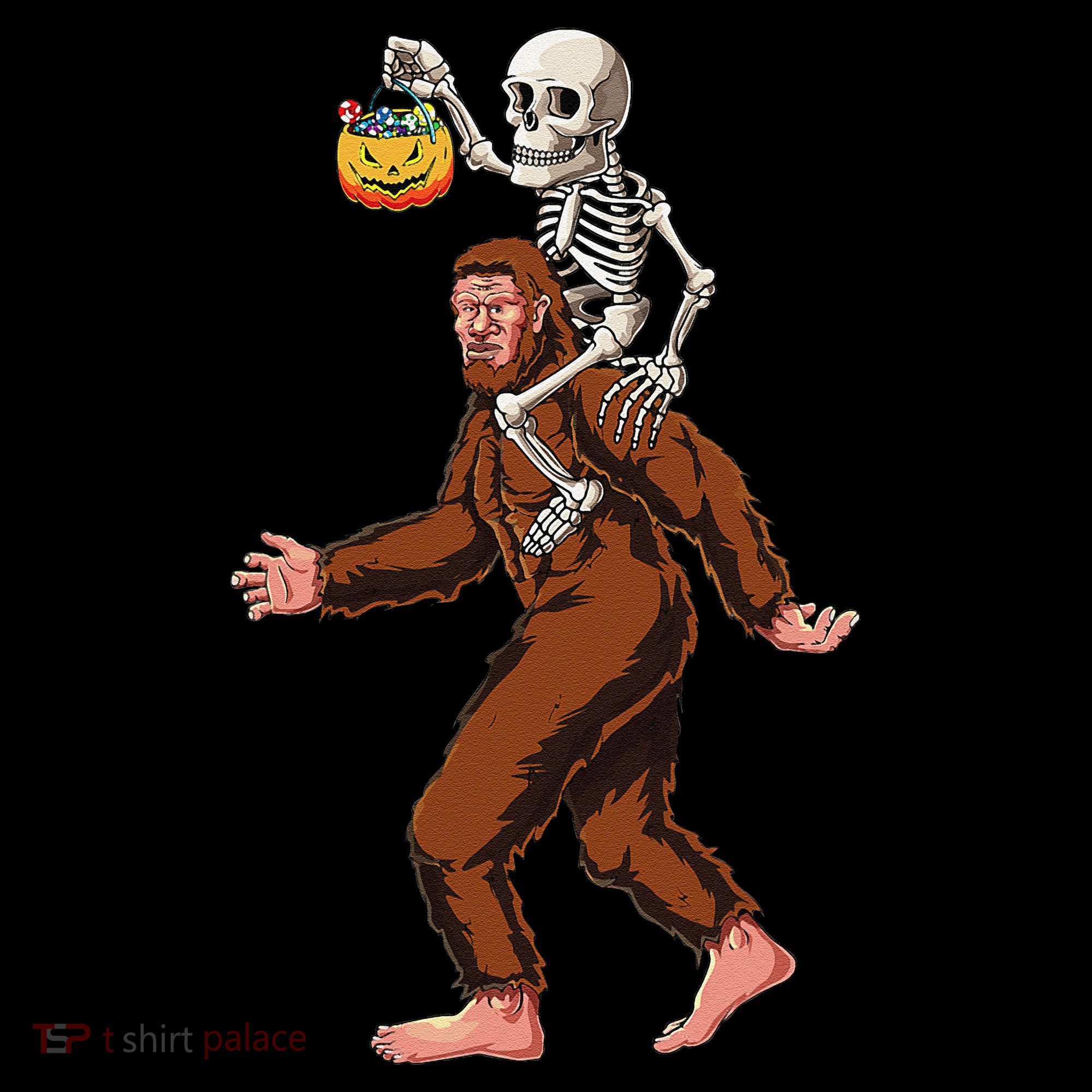 Skeleton On Bigfoot Funny Sasquatch Yeti Halloween Costume Women's Hoodie