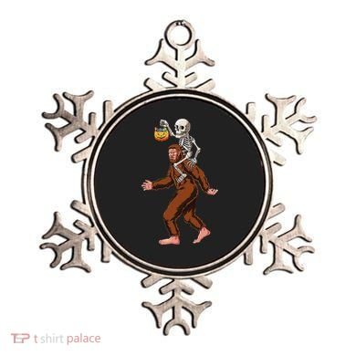 Skeleton On Bigfoot Funny Sasquatch Yeti Halloween Costume Ornament