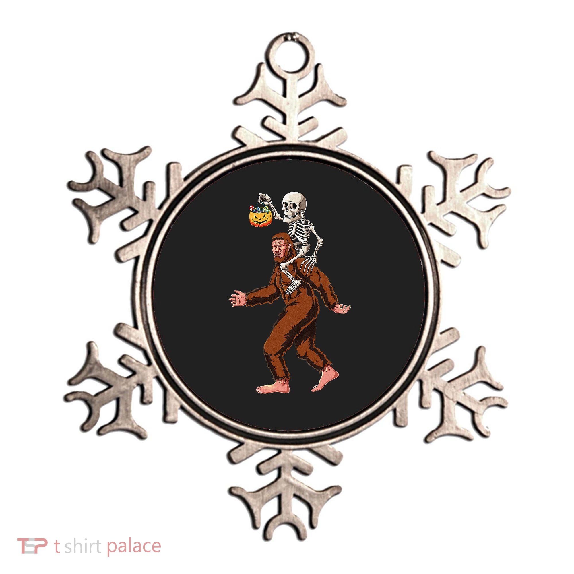 Skeleton On Bigfoot Funny Sasquatch Yeti Halloween Costume Ornament