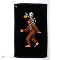 Skeleton On Bigfoot Funny Sasquatch Yeti Halloween Costume Golf Towel thumb 0