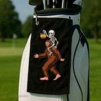 Skeleton On Bigfoot Funny Sasquatch Yeti Halloween Costume Golf Towel thumb 2