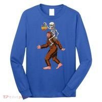 Skeleton On Bigfoot Funny Sasquatch Yeti Halloween Costume Long Sleeve Shirt thumb 0