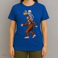 Skeleton On Bigfoot Funny Sasquatch Yeti Halloween Costume T-Shirt thumb 4