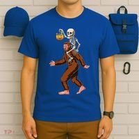 Skeleton On Bigfoot Funny Sasquatch Yeti Halloween Costume T-Shirt thumb 6