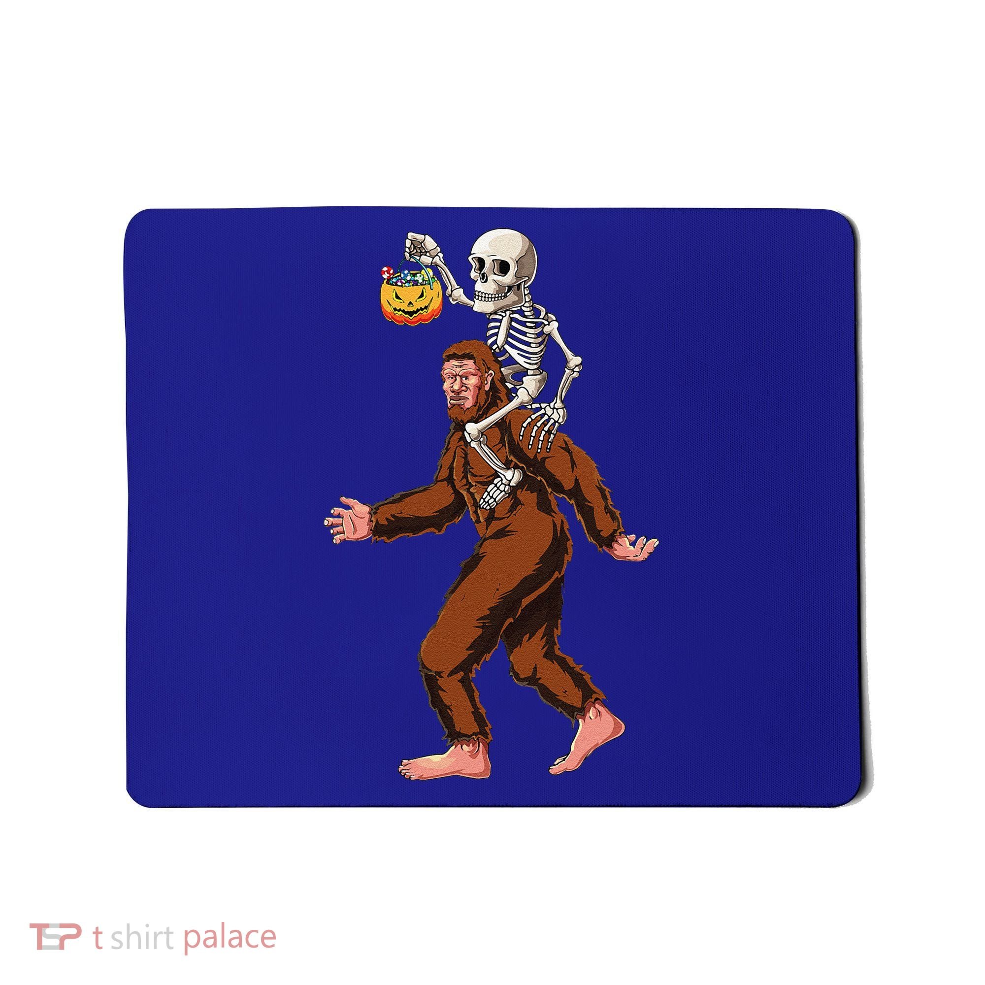Skeleton On Bigfoot Funny Sasquatch Yeti Halloween Costume Mousepad