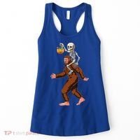 Skeleton On Bigfoot Funny Sasquatch Yeti Halloween Costume Women's Tank Top thumb 0