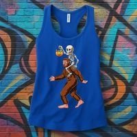 Skeleton On Bigfoot Funny Sasquatch Yeti Halloween Costume Women's Tank Top thumb 3