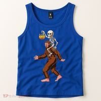 Skeleton On Bigfoot Funny Sasquatch Yeti Halloween Costume Tank Top thumb 2