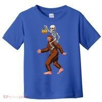 Skeleton On Bigfoot Funny Sasquatch Yeti Halloween Costume Toddler T-Shirt thumb 0