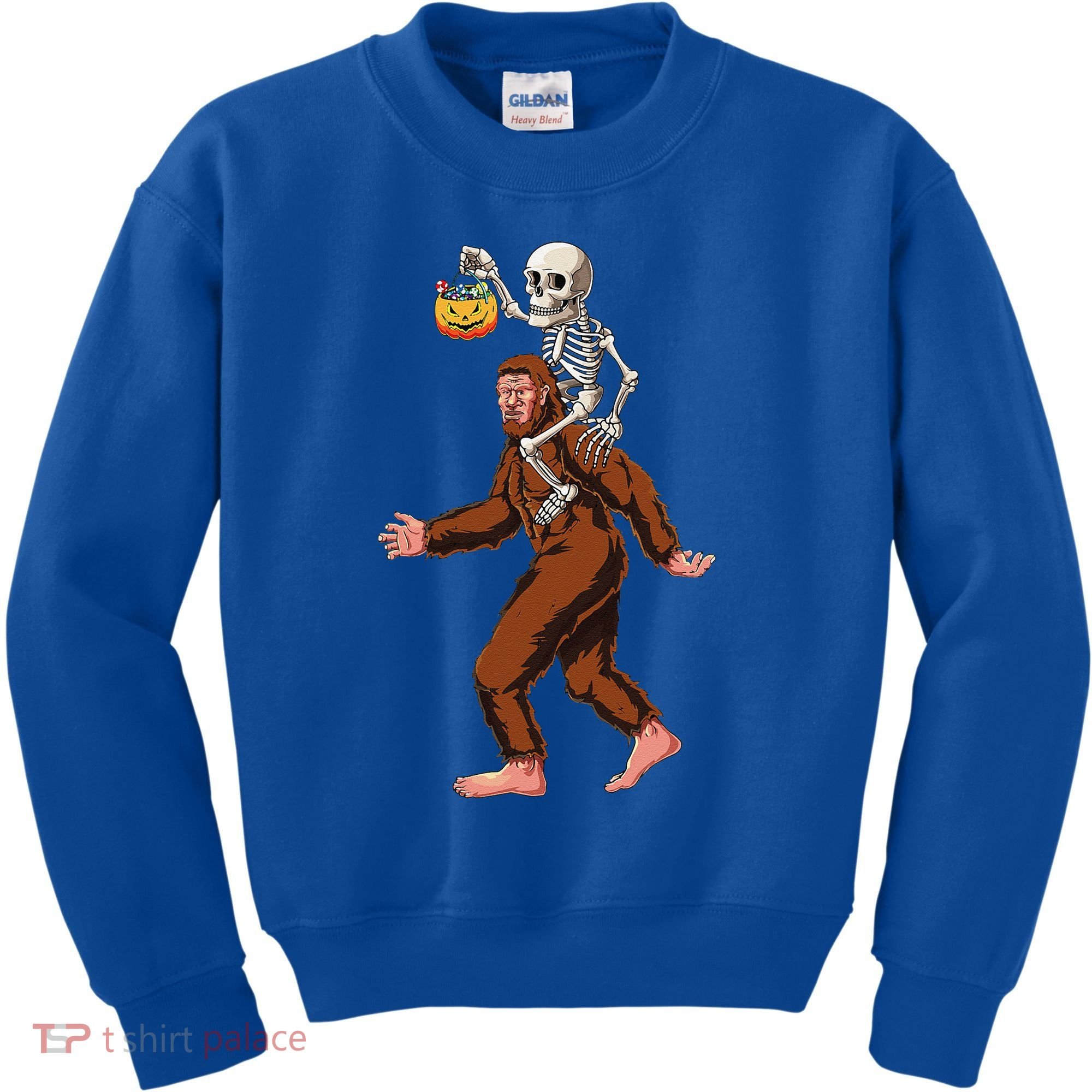 Skeleton On Bigfoot Funny Sasquatch Yeti Halloween Costume Kids Sweatshirt