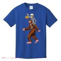 Skeleton On Bigfoot Funny Sasquatch Yeti Halloween Costume Kids T-Shirt thumb 0