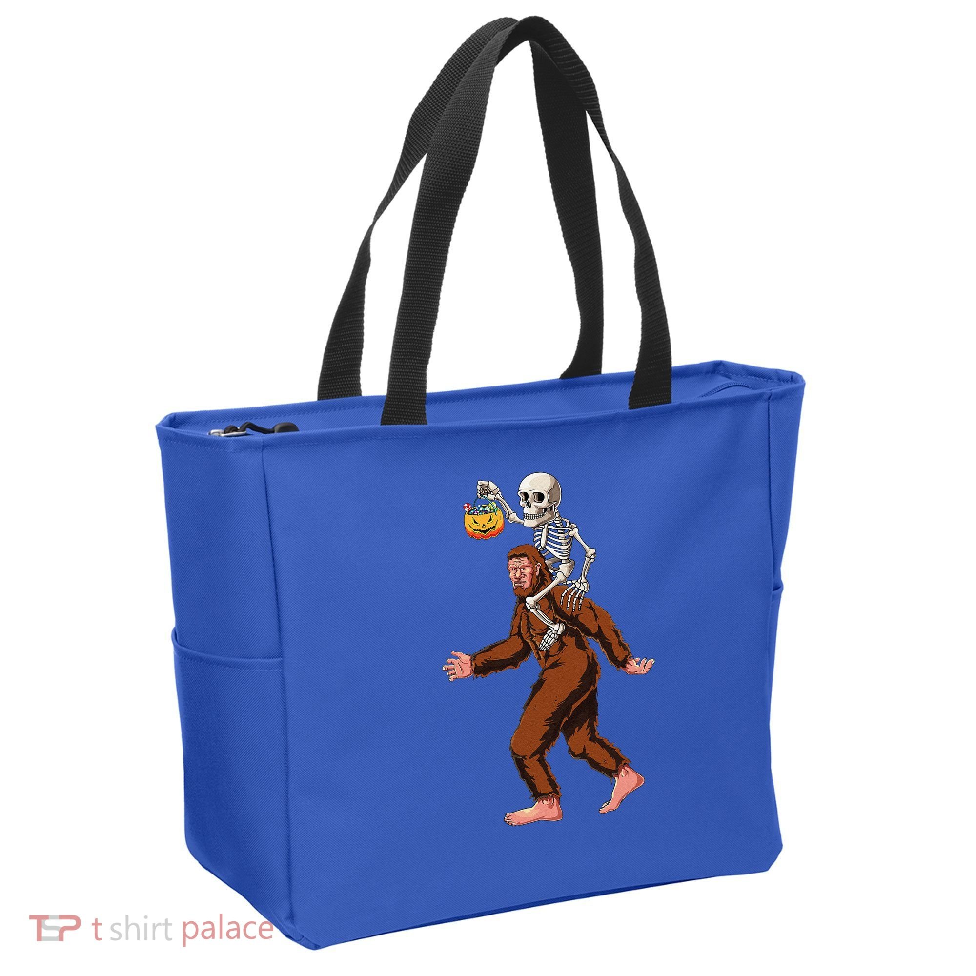 Skeleton On Bigfoot Funny Sasquatch Yeti Halloween Costume Tote Bag