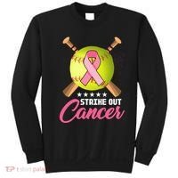 Strike Out Breast Cancer Awareness Baseball Sweatshirt thumb 0