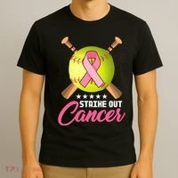 Strike Out Breast Cancer Awareness Baseball T-Shirt thumb 3