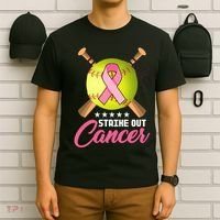 Strike Out Breast Cancer Awareness Baseball T-Shirt thumb 6